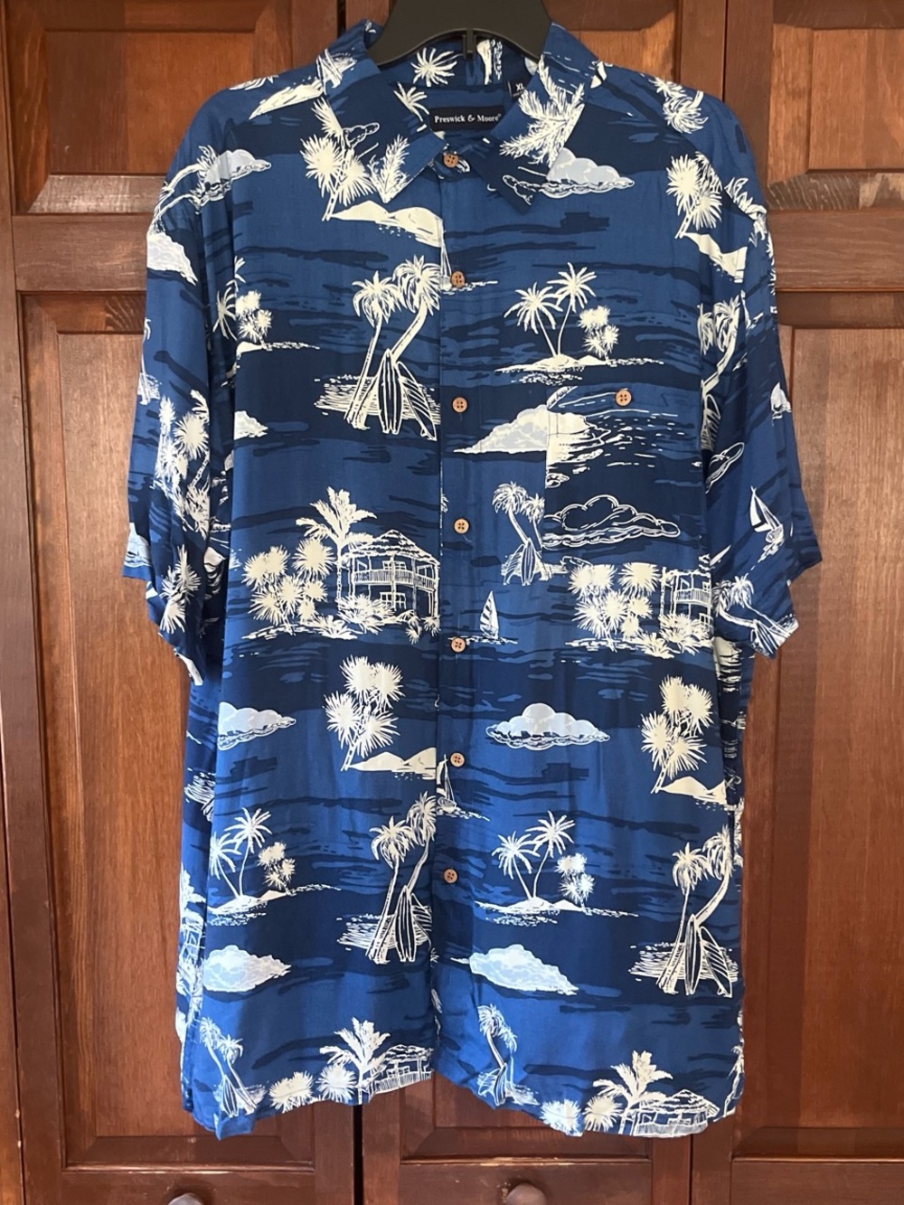 Preswick & Moore Navy and White Tropical Button-Down Shirt